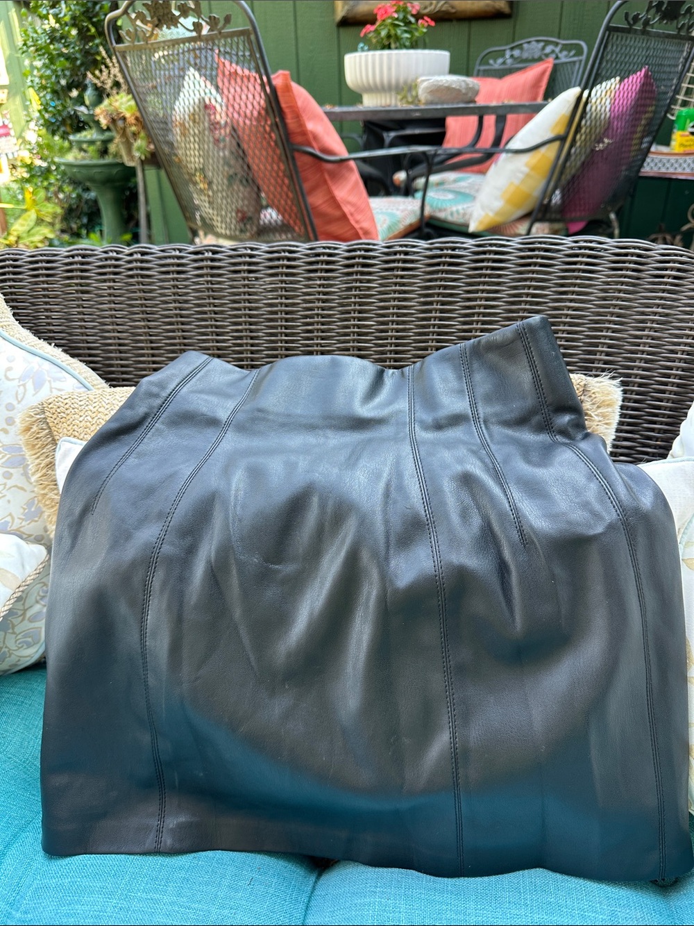Zara Classic Black Faux Leather Panel Skirt